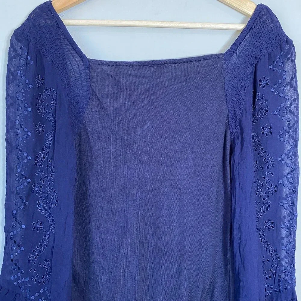 NWOT Free People Intimately FP Enchanted By You Bodysuit Women's Large Navy Silk
